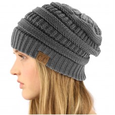 Unisex Winter Chunky Soft Stretch Cable Knit Slouch Beanie Skull Ski Hat Dk Gray 799705229334 eb-06957651